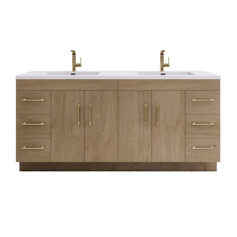 Elsa 72" Freestanding Bathroom Vanity with Reinforced Acrylic Integrated Sink Top