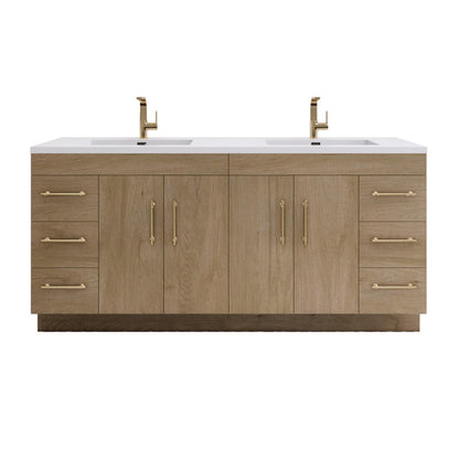 Elsa 72" Freestanding Bathroom Vanity with Reinforced Acrylic Integrated Sink Top
