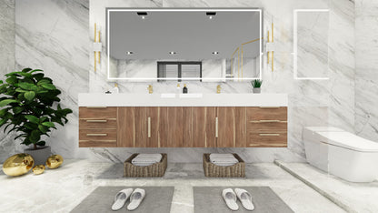 Bethany 84" Wall Mounted Bathroom Vanity with Reinforced Acrylic Integrated Sink Top