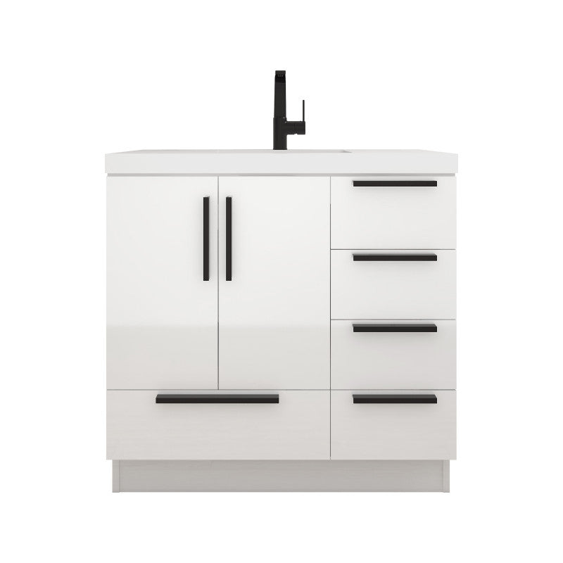 Carla 36" Freestanding Bathroom Vanity with Reinforced Acrylic Integrated Sink Top