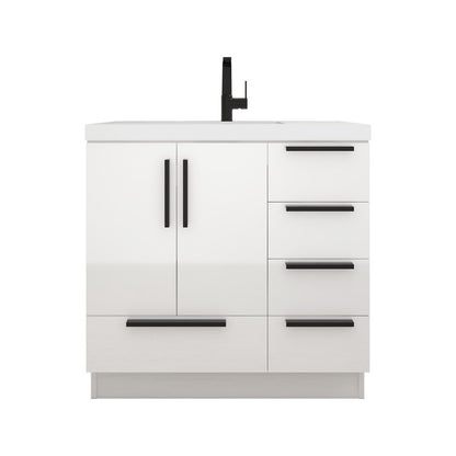 Carla 36" Freestanding Bathroom Vanity with Reinforced Acrylic Integrated Sink Top