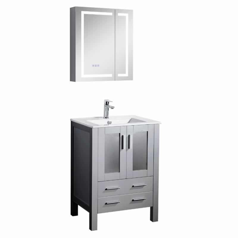 Sigge 24" Freestanding Bathroom Vanity with Ceramic Integrated Sink Top