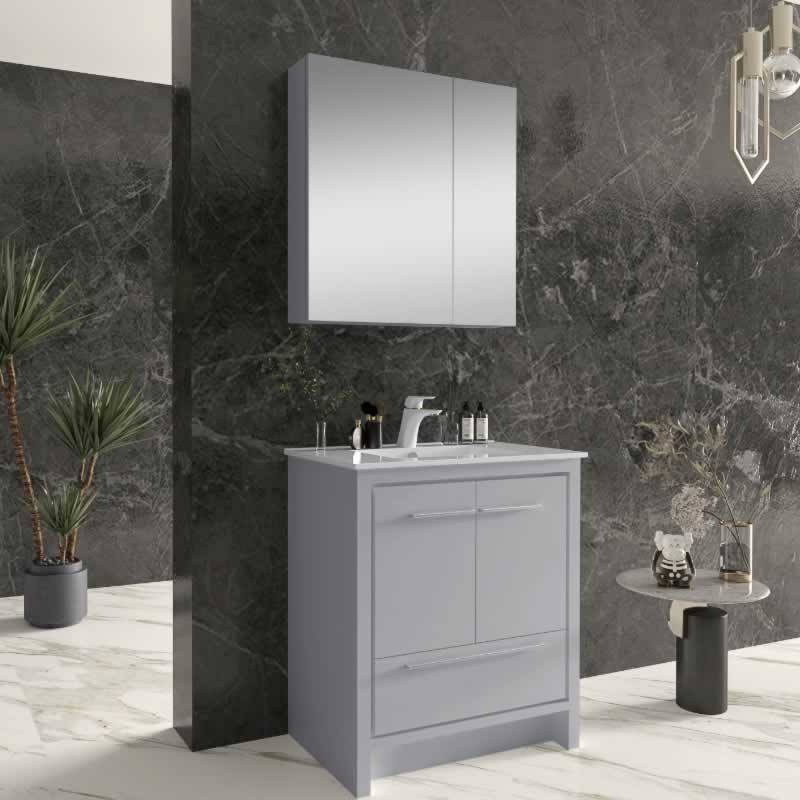 Ludde 30" Freestanding Bathroom Vanity with Ceramic Integrated Sink Top