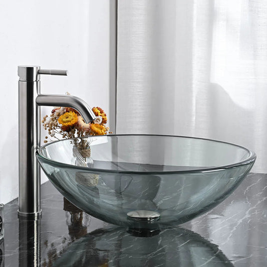 Emmett Tempered Glass Vessel Bathroom Sink