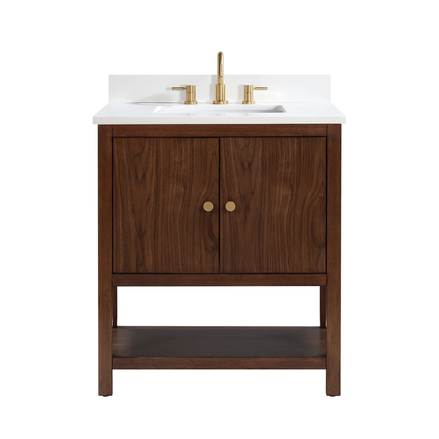 Zoe 30" Freestanding Bathroom Vanity with Pure White Quartz Top and Vitreous China Undermount Sink