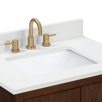 Zoe 30" Freestanding Bathroom Vanity with Pure White Quartz Top and Vitreous China Undermount Sink