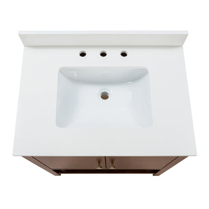 Zoe 30" Freestanding Bathroom Vanity with Pure White Quartz Top and Vitreous China Undermount Sink