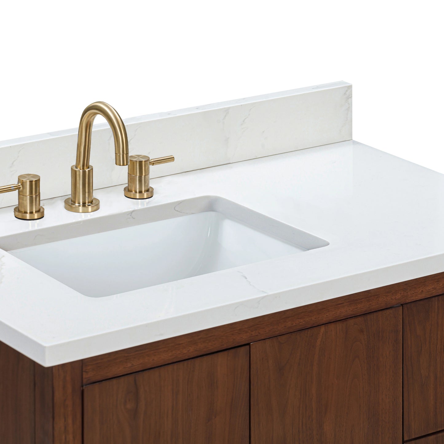 Zoe 36" Freestanding Bathroom Vanity with Pure White Quartz Top and Vitreous China Undermount Sink