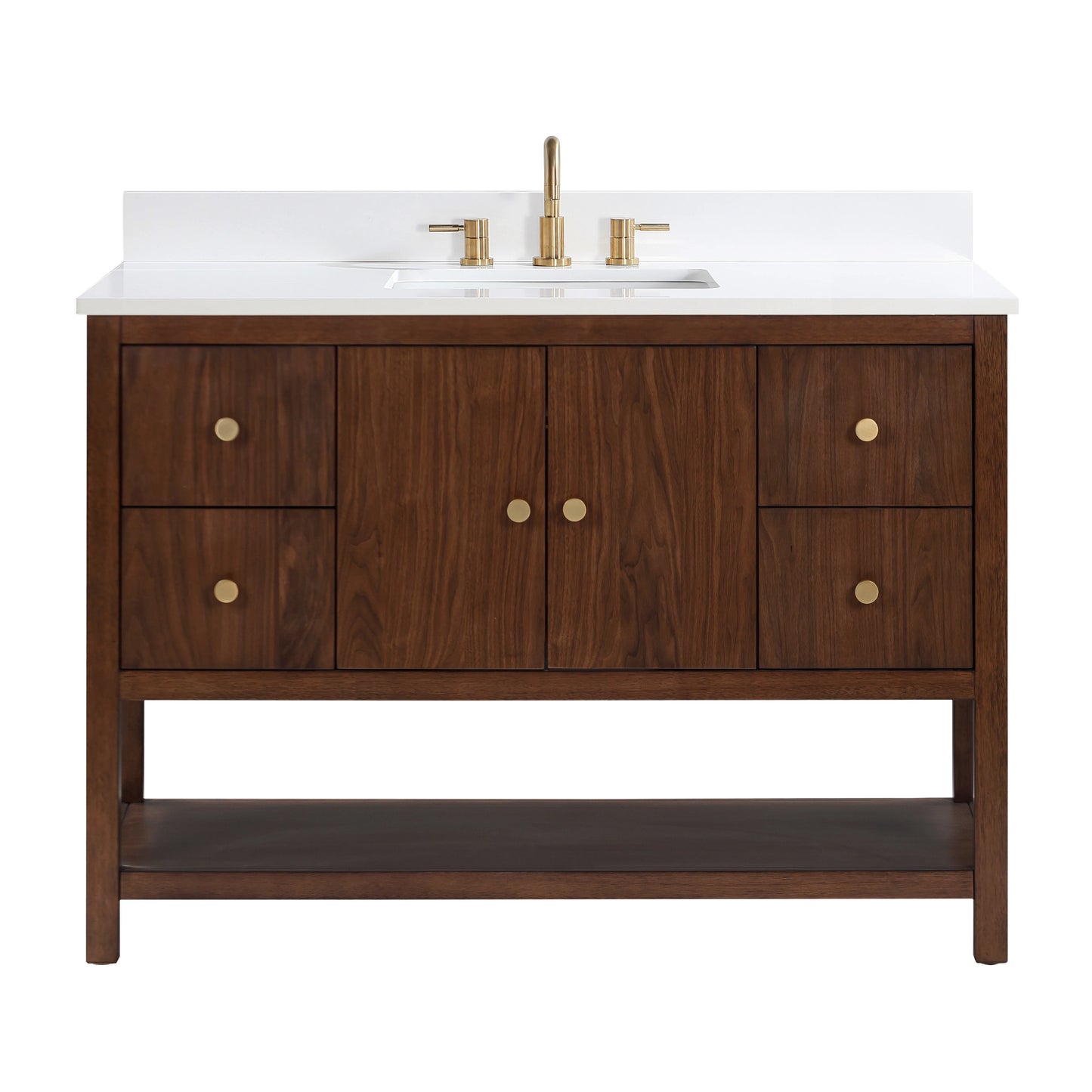 Zoe 48" Freestanding Bathroom Vanity with Pure White Quartz Top and Vitreous China Undermount Sink