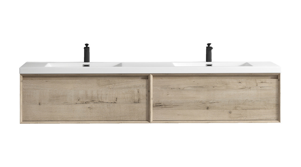 Bella 84" Wall Mounted Bathroom Vanity with Reinforced Acrylic Integrated Sink Top