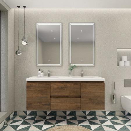 Bohemia Lina 60" Wall Mounted Bathroom Vanity with Acrylic Integrated Sink Top