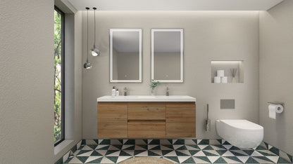 Bohemia Lina 60" Wall Mounted Bathroom Vanity with Acrylic Integrated Sink Top