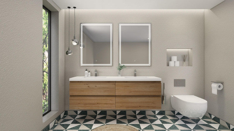 Bohemia Lina 72" Wall Mounted Bathroom Vanity with Double Reinforced Acrylic Sinks
