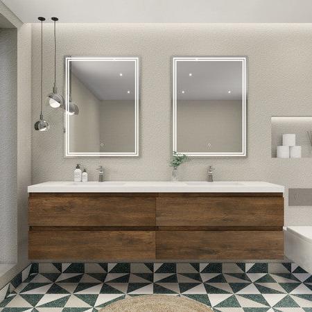 Bohemia Lina 84" Wall Mounted Bathroom Vanity with Acrylic Integrated Sink Top