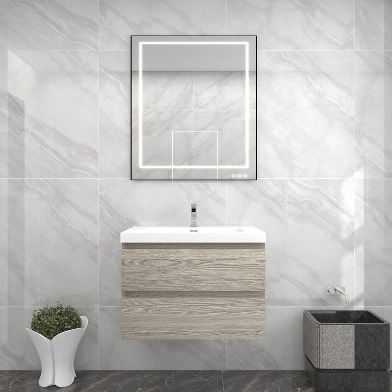 Bow 30" Wall Mounted Bathroom Vanity with Reinforced Acrylic Sink