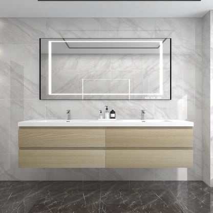 Bow 84" Wall Mounted Bathroom Vanity with Acrylic Integrated Sink Top