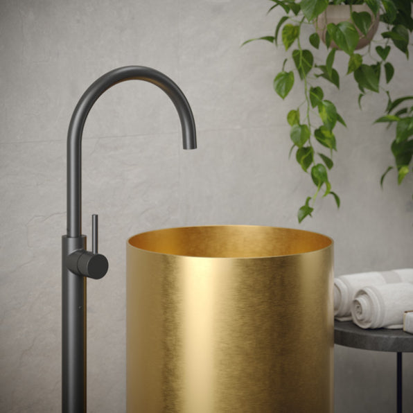 Cinox Round Stainless Steel Pedestal Bathroom Sink