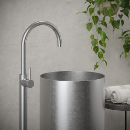 Cinox Round Stainless Steel Pedestal Bathroom Sink