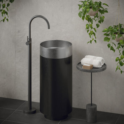 Cinox Gunmetal Base Stainless Steel Pedestal Bathroom Sink