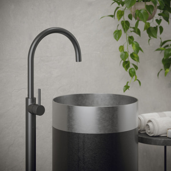 Cinox Gunmetal Base Stainless Steel Pedestal Bathroom Sink