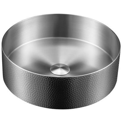 Cinox Round Hammered Stainless Steel Vessel Bathroom Sink