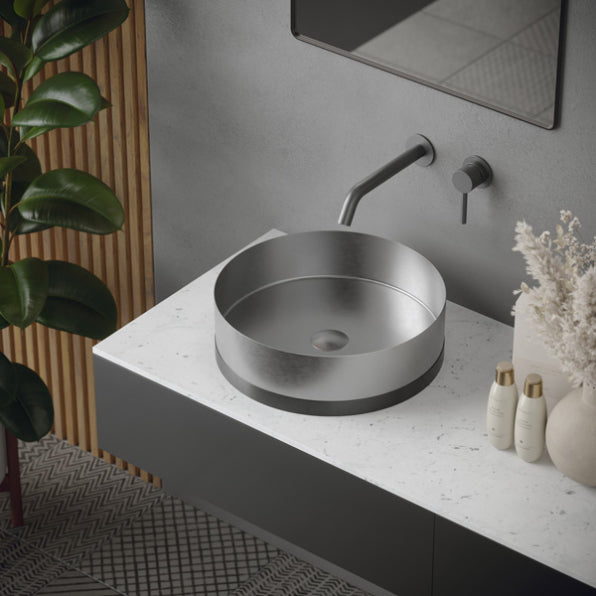 Cinox Round Gunmetal Base Stainless Steel Vessel Bathroom Sink