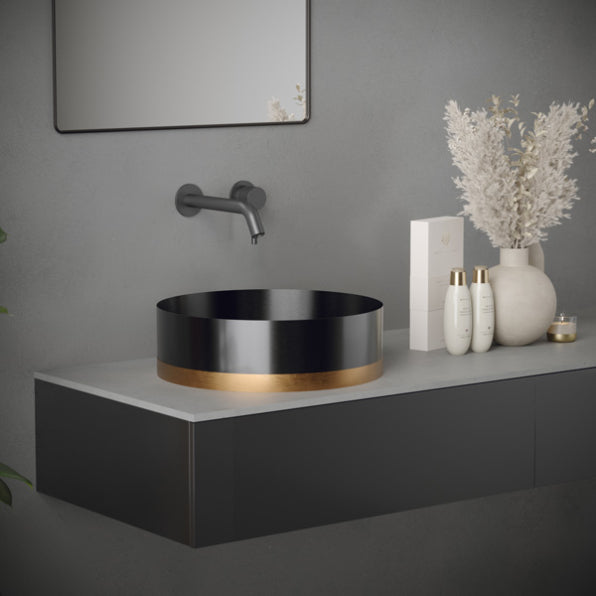 Cinox Round Accent Base Stainless Steel Vessel Bathroom Sink