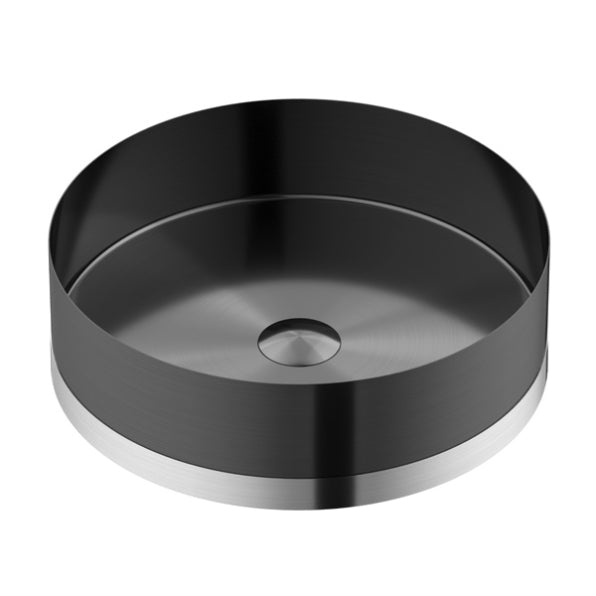 Cinox Round Accent Base Stainless Steel Vessel Bathroom Sink