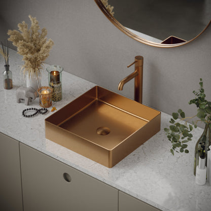 Cinox Square Stainless Steel Vessel Bathroom Sink