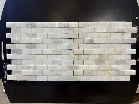 [CLEARANCE] White Marble Brick Joint Mosaic Tile, 12x12 Mesh-Mounted Sheet