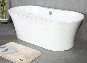 Crystal 59" Glossy White Acrylic Freestanding Bathtub With Chrome Drain Cover & Overflow Cover