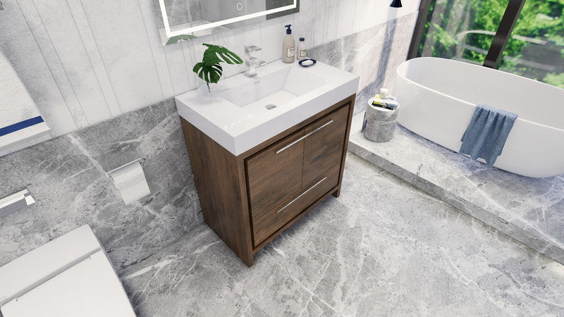 Dolce 36" Freestanding Bathroom Vanity with Acrylic Integrated Sink Top