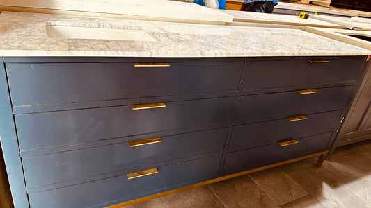 72 inch monarch blue double sink vanity with quartz top, clearance