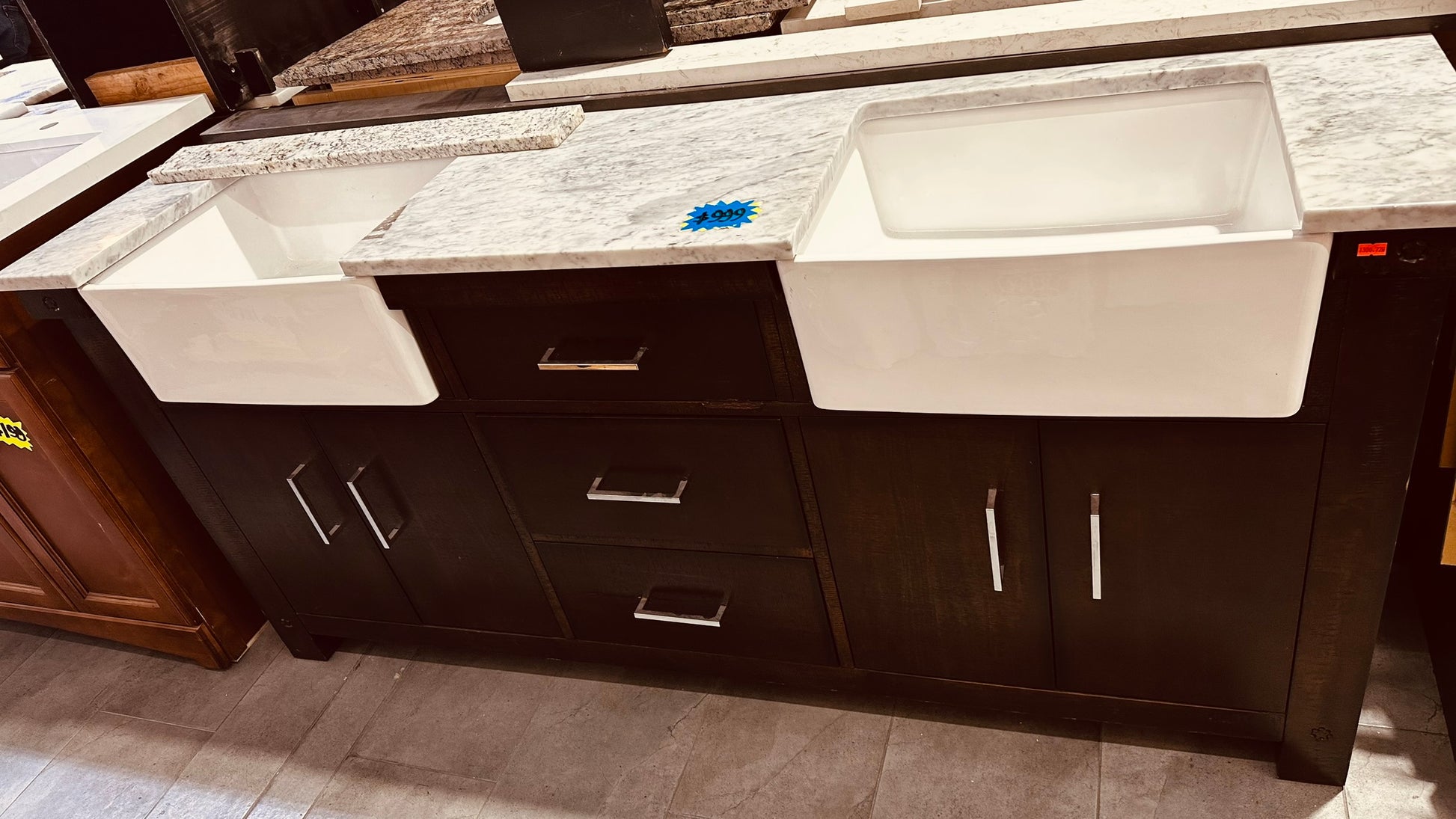 72 inch farmhouse double sink vanity by Water Creation, clearance