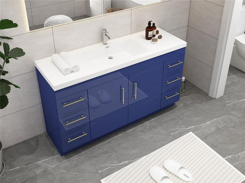 Elsa 60" Freestanding Bathroom Vanity with Acrylic Integrated Sink Top