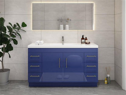 Elsa 60" Freestanding Bathroom Vanity with Acrylic Integrated Sink Top