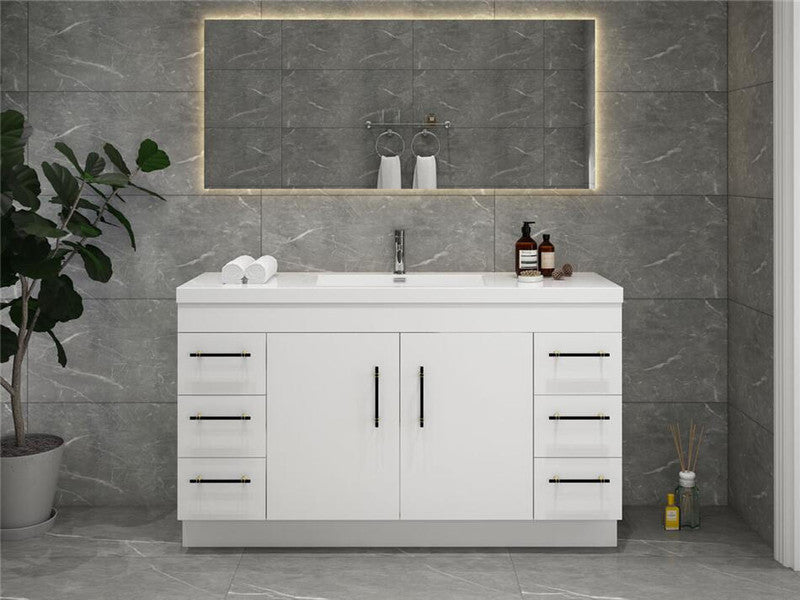 Elsa 60" Freestanding Bathroom Vanity with Acrylic Integrated Sink Top