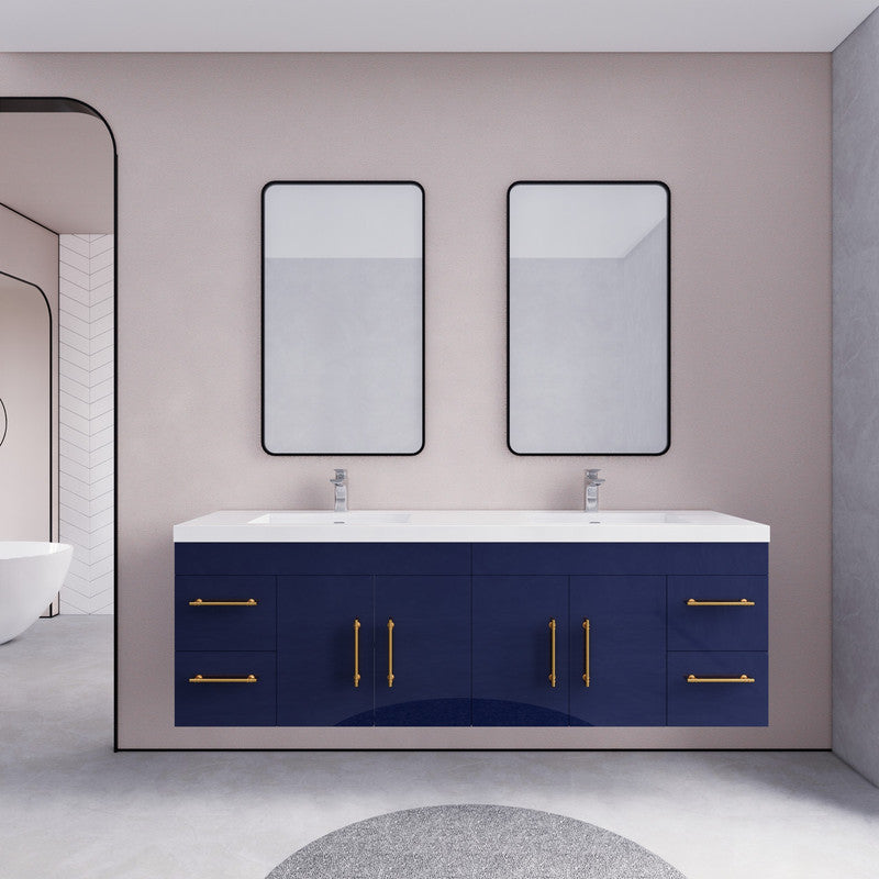 Elsa 72" Wall Mounted Bathroom Vanity with Reinforced Acrylic Sink