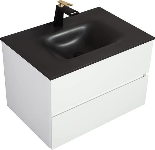 Emily 30" Wall Mounted Bathroom Vanity with Solid Surface Integrated Sink Top