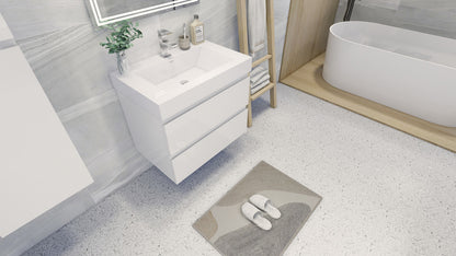Fortune 30" Wall Mounted Bathroom Vanity with Reinforced Acrylic Integrated Sink Top