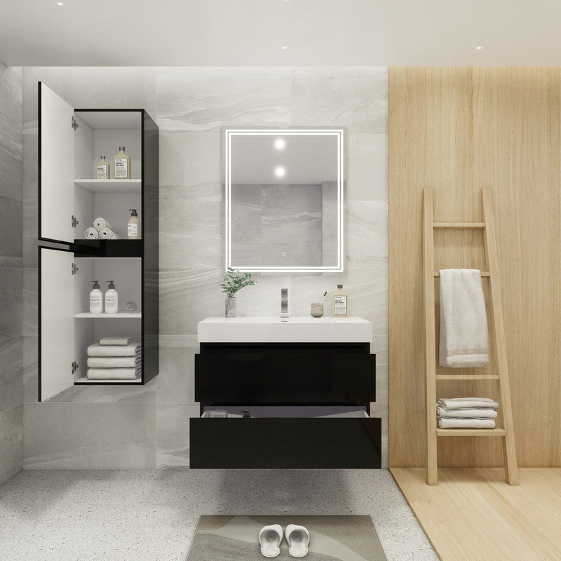 Fortune 36" Wall Mounted Bathroom Vanity with Reinforced Acrylic Integrated Sink Top