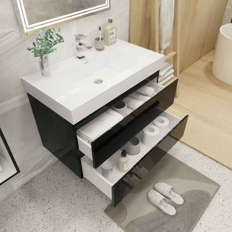 Fortune 36" Wall Mounted Bathroom Vanity with Reinforced Acrylic Integrated Sink Top