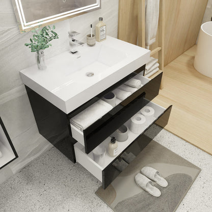 Fortune 36" Wall Mounted Bathroom Vanity with Reinforced Acrylic Integrated Sink Top