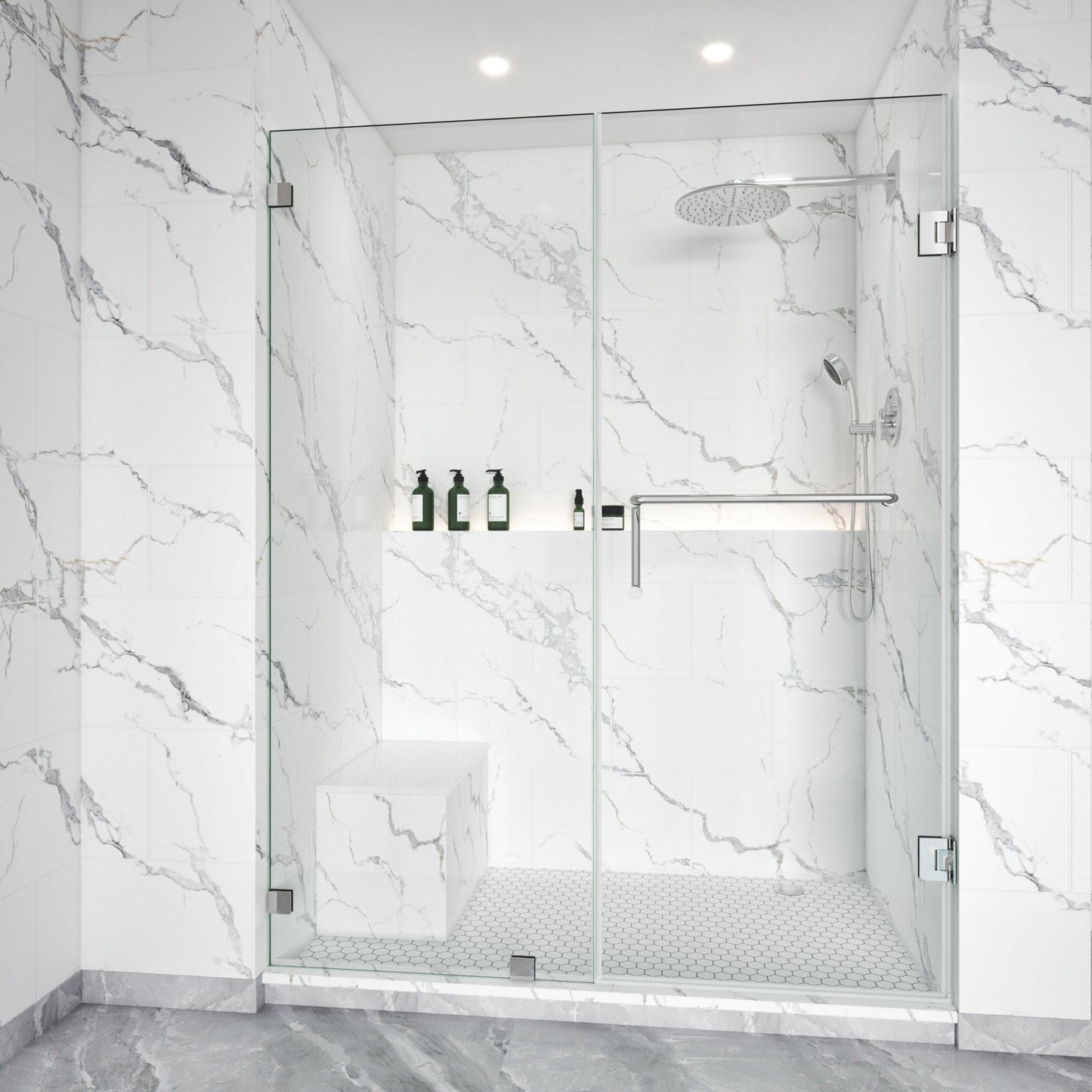 Thalos Frameless Swing Shower Door in Polished Chrome by Lina Collection