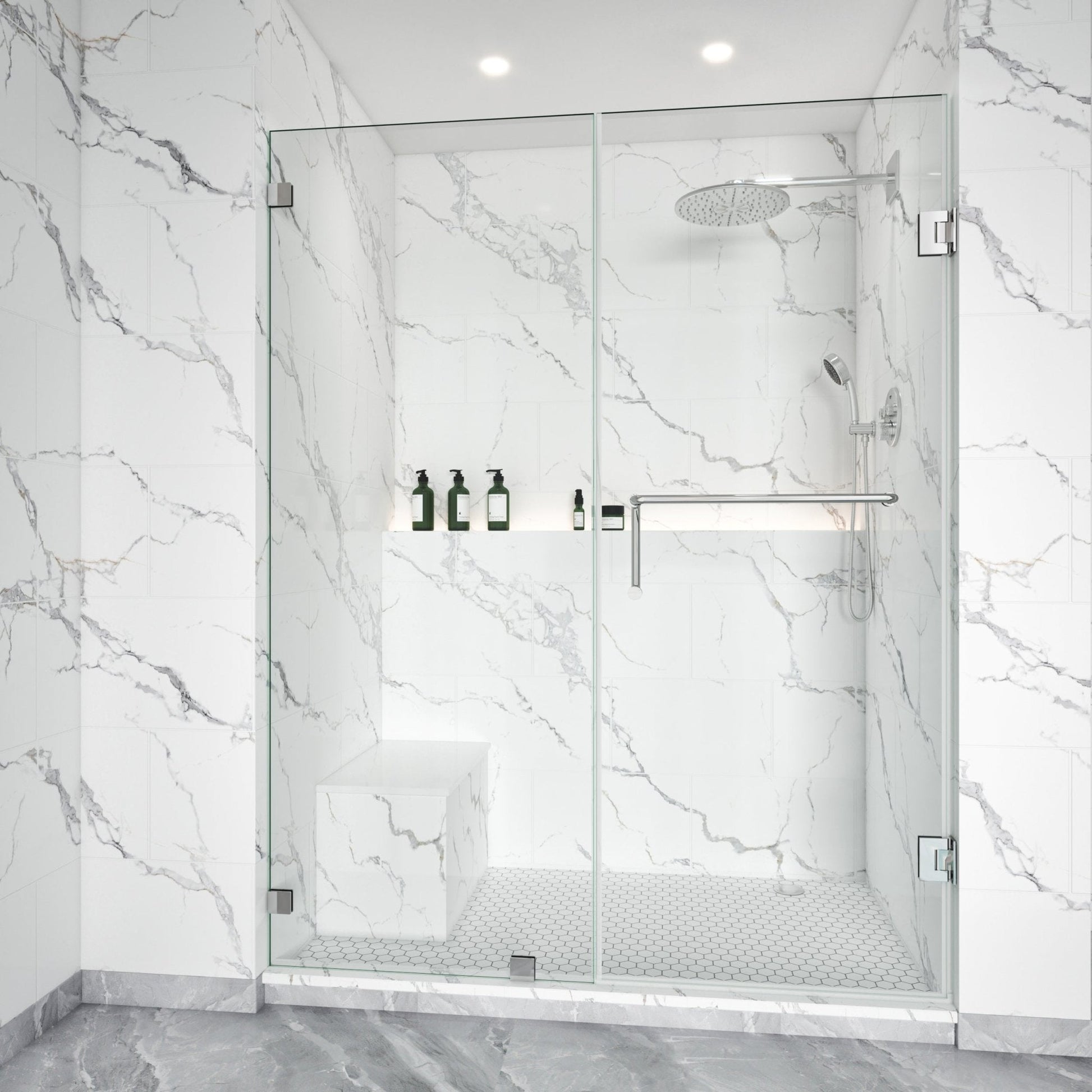 Thalos Frameless Swing Shower Door in Polished Chrome by Lina Collection