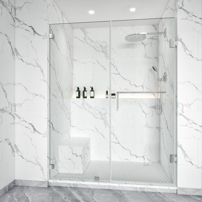 Thalos Frameless Swing Shower Door in Brushed Nickel by Lina Collection