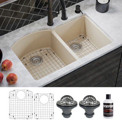 Stonera 32" Quartz Composite Undermount Double Basin Kitchen Sink