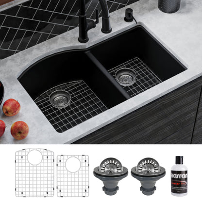 Stonera 32" Quartz Composite Undermount Double Basin Kitchen Sink