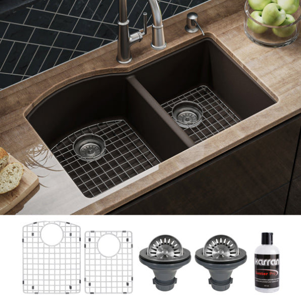 Stonera 32" Quartz Composite Undermount Double Basin Kitchen Sink