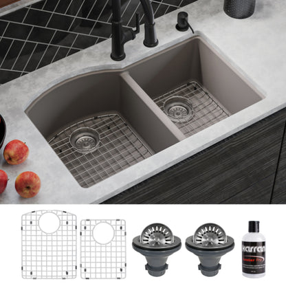 Stonera 32" Quartz Composite Undermount Double Basin Kitchen Sink